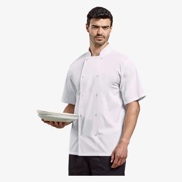 Premier® PR664 - Veste De Cuisinier Manches Courtes Avec Boutons-pressions 1 Premier® PR664 - Veste De Cuisinier Manches Courtes Avec Boutons-pressions