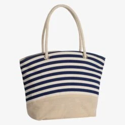 Kimood KI0283 - Sac Shopping Style Marin En Toile De Jute