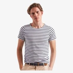 AQ072 - T-shirt Marinière « Coastal » Homme à Manches Courtes