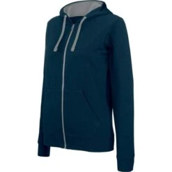 KARIBAN K467 - Sweat-shirt Zippé Capuche Contrastée Femme -Style au Travail aHR0cDovL21lZGlhMi5kZXNpZ25wYXJ0bmVyLmZyL2MvcC84NjI2Lzg2MjYtNTQwNy0xLmpwZw