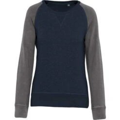 KARIBAN K492 - Sweat-shirt BIO Bicolore Col Rond Manches Raglan Femme -Style au Travail aHR0cDovL21lZGlhMi5kZXNpZ25wYXJ0bmVyLmZyL2MvcC8xNDU1OS8xNDU1OS0xNjYwMC0xLmpwZw