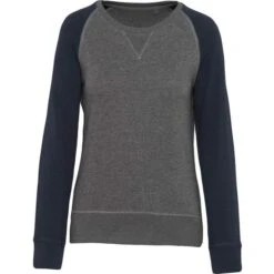 KARIBAN K492 - Sweat-shirt BIO Bicolore Col Rond Manches Raglan Femme -Style au Travail aHR0cDovL21lZGlhMi5kZXNpZ25wYXJ0bmVyLmZyL2MvcC8xNDU1OS8xNDU1OS0xNjYwMS0xLmpwZw