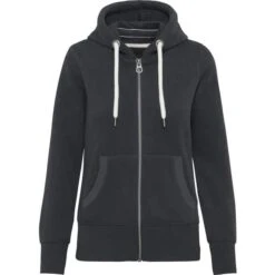 KARIBAN KV2307 - Sweat-shirt Vintage Zippé à Capuche Femme -Style au Travail aHR0cDovL21lZGlhMi5kZXNpZ25wYXJ0bmVyLmZyL2MvcC8xNDk4NC8xNDk4NC0zNzEzLTEuanBn