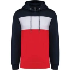 KARIBAN K4016 - Sweat-shirt Tricolore à Capuche Unisexe -Style au Travail aHR0cDovL21lZGlhMi5kZXNpZ25wYXJ0bmVyLmZyL2MvcC8xNzQyNS8xNzQyNS0xNTI4LTEuanBn